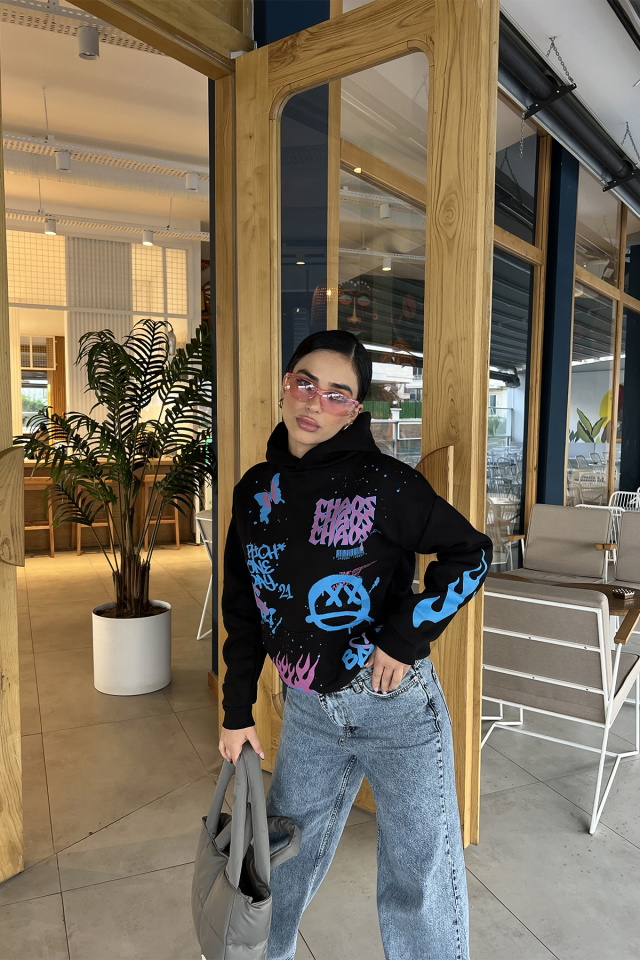 Siyah Önü Baskılı Sweat ATE3351 - 1