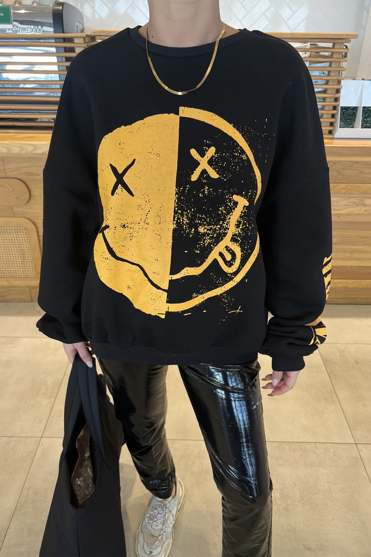 Siyah Önü Baskılı Sweat ATE3400 - EYYO ATELIER