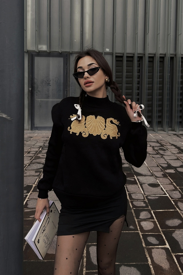 Siyah Önü Baskılı Sweat ATE3667 - 4