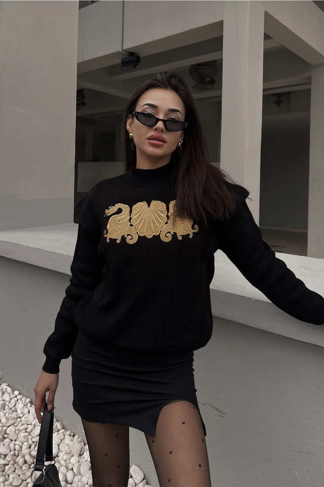 Siyah Önü Baskılı Sweat ATE3667 - 5