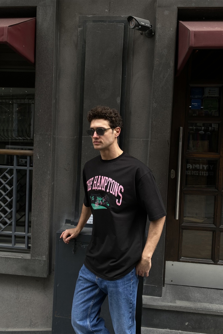 Siyah Önü Baskılı Tişört ATE4919 - PEKX