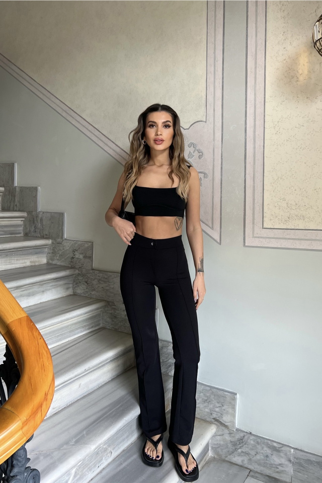 Siyah Önü Düğmeli Bol Pantolon ATE4386 - 1
