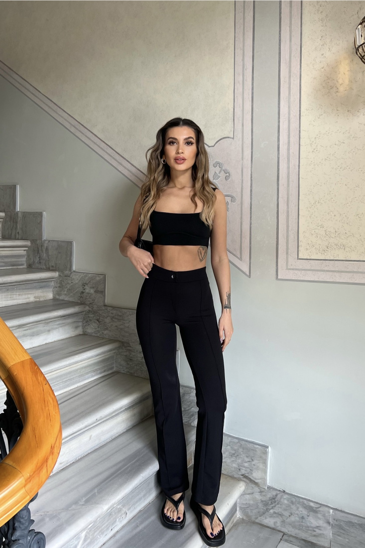 Siyah Önü Düğmeli Bol Pantolon ATE4386 - TİLLE