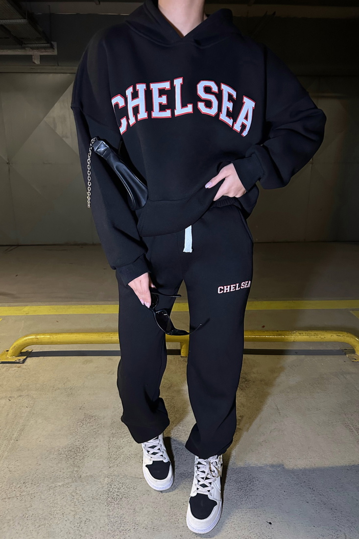 Siyah Önü Yazılı Kapşonlu Takım ATE-0323 - HEYYA