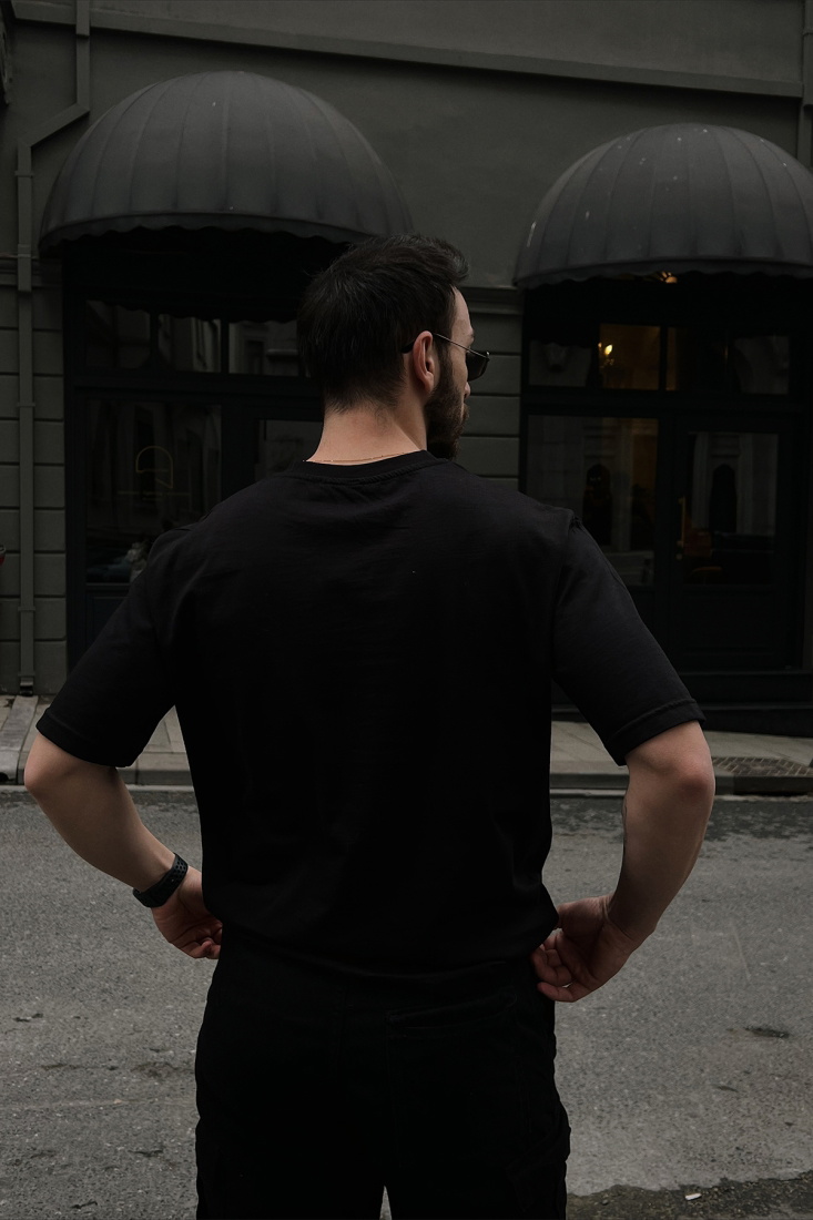 Siyah Önü Yazılı Tişört ATE4285 - EYYO ATELIER