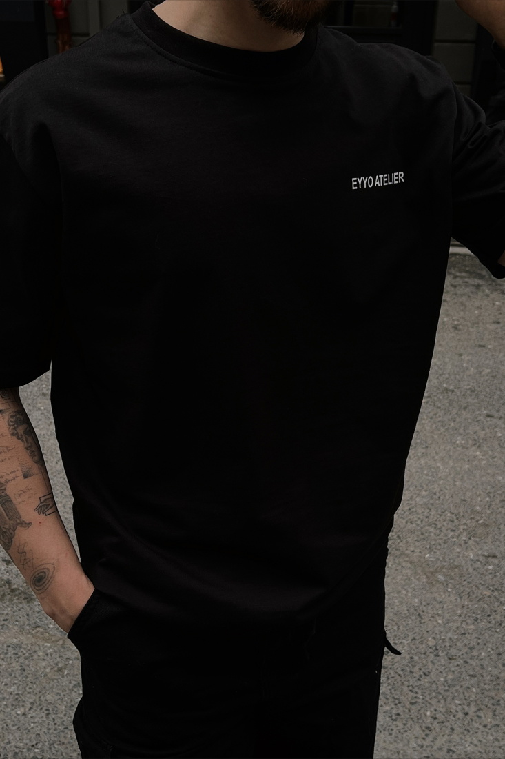 Siyah Önü Yazılı Tişört ATE4285 - EYYO ATELIER