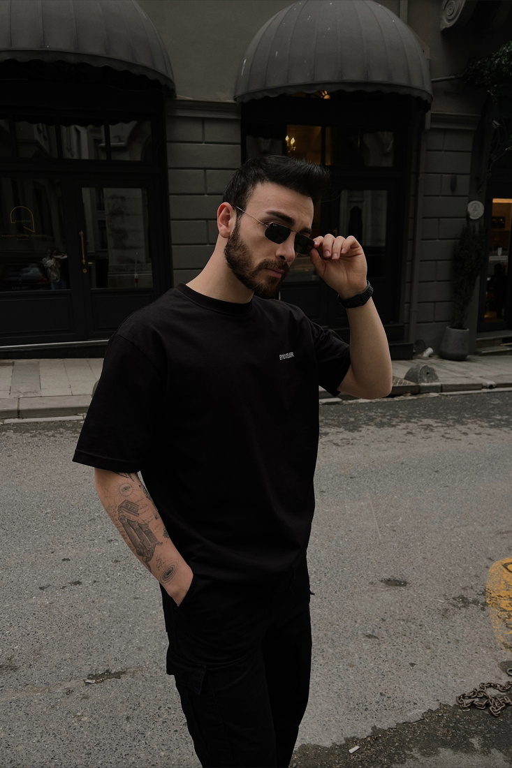 Siyah Önü Yazılı Tişört ATE4285 - EYYO ATELIER