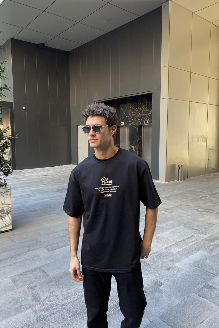 Siyah Önü Yazılı Tişört ATE4941 - PEKX