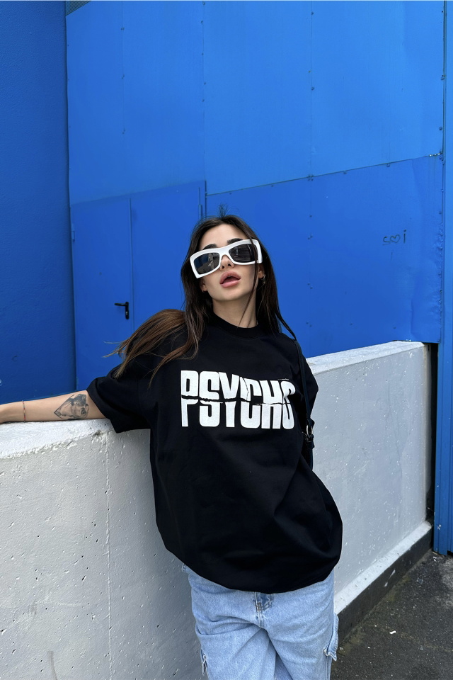 Siyah Önü Yazılı Tişört ATE7290 - 4