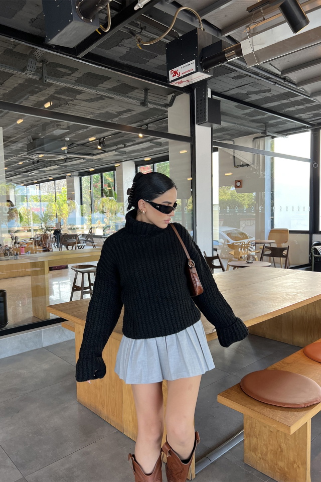 Siyah Örme Kazak ATE2948 - 3