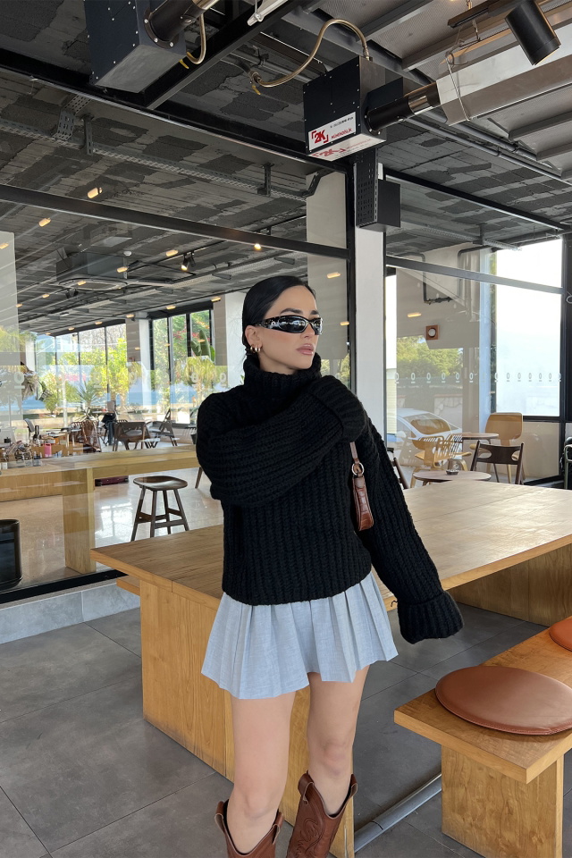 Siyah Örme Kazak ATE2948 - 4