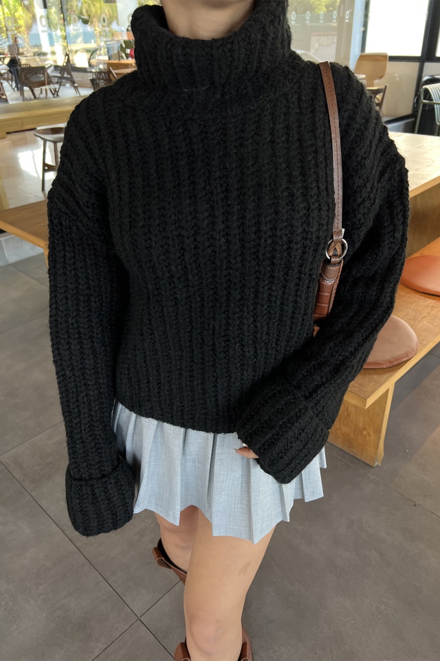 Siyah Örme Kazak ATE2948 - 2