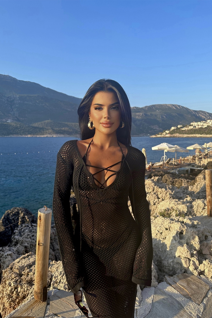 Siyah Örme Uzun Elbise ATE7671 - EYYO