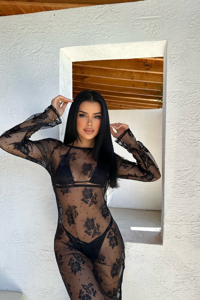 Siyah Örme Uzun Elbise ATE7869 - 2