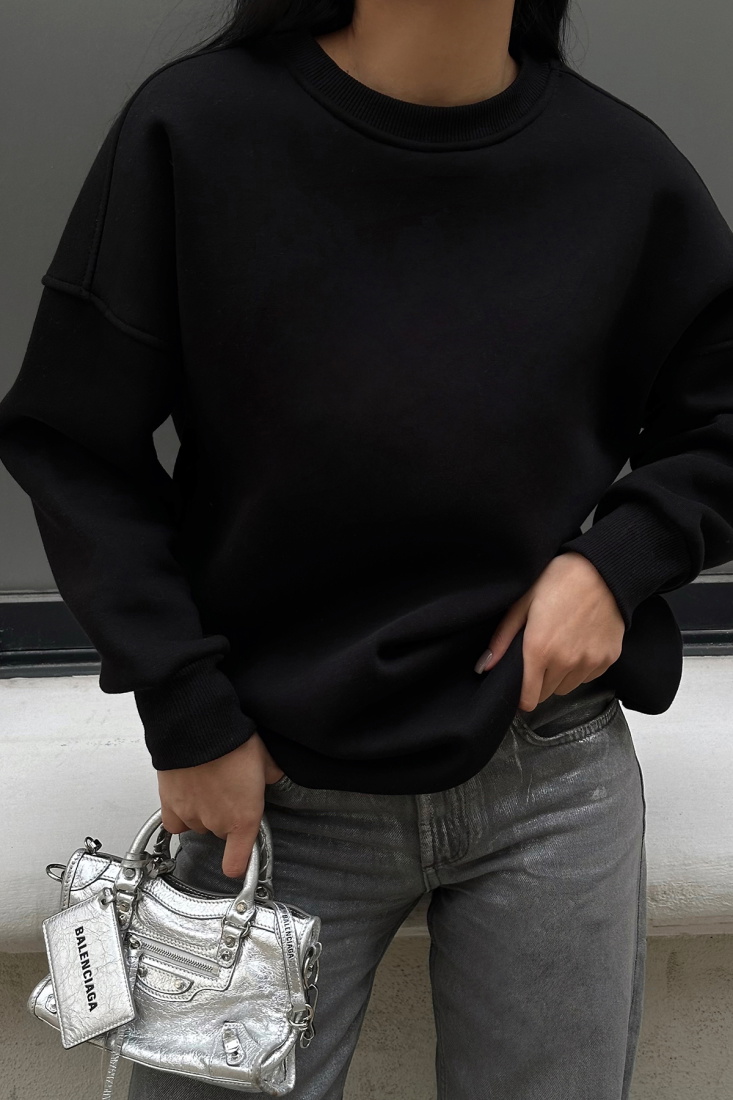 Siyah Oversize Arkası Baskılı Sweat ATE-0883 - EYYO
