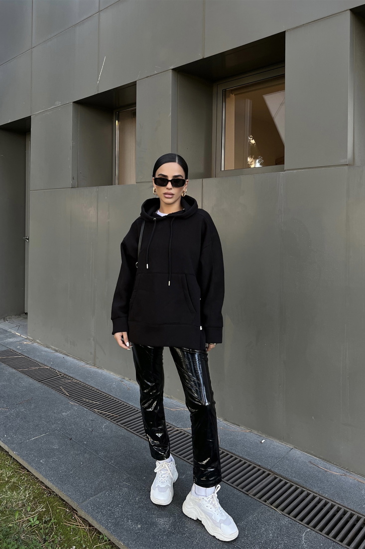 Siyah Oversize Basic Sweat ATE2305 - EYYO