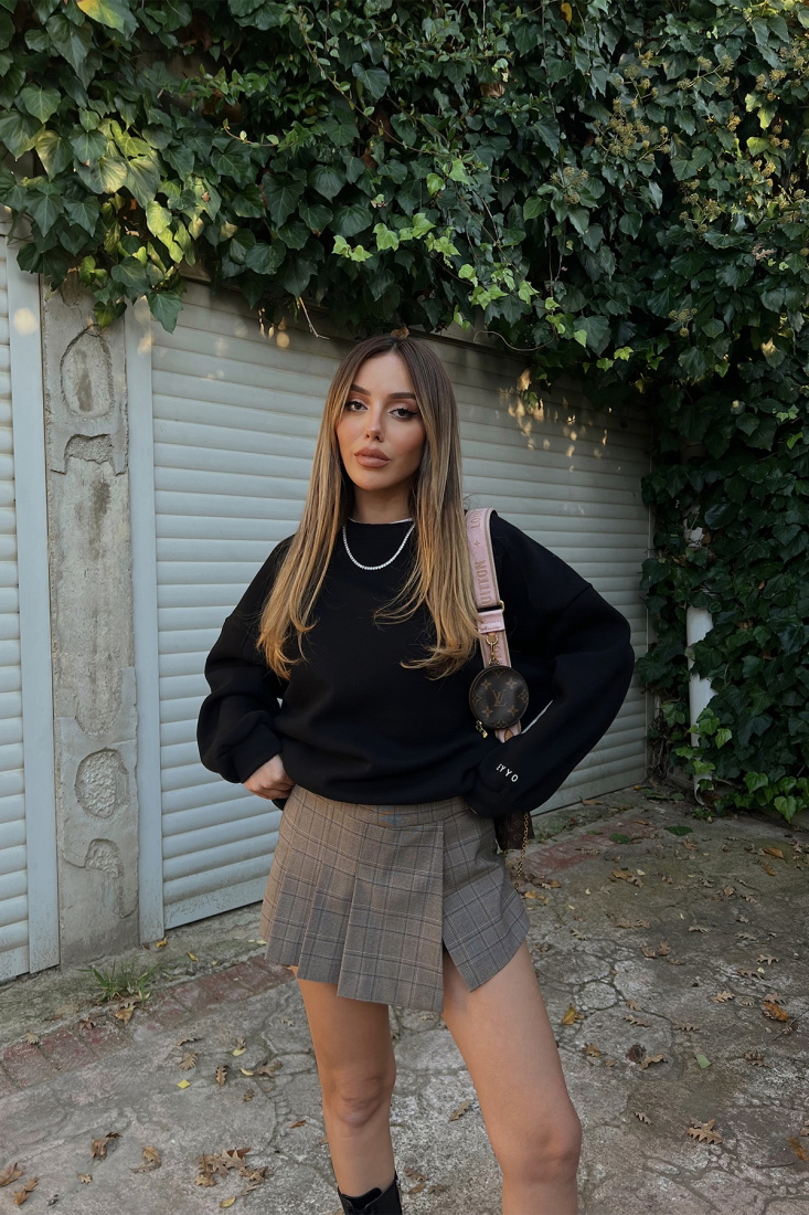 Siyah Oversize Basic Sweat ATE2483 - EYYO