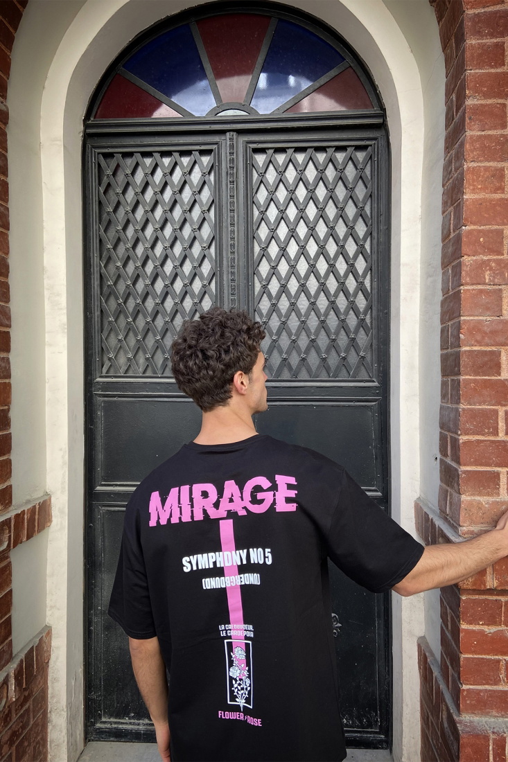 Siyah Oversize Baskılı Tişört ATE4963 - PEKX