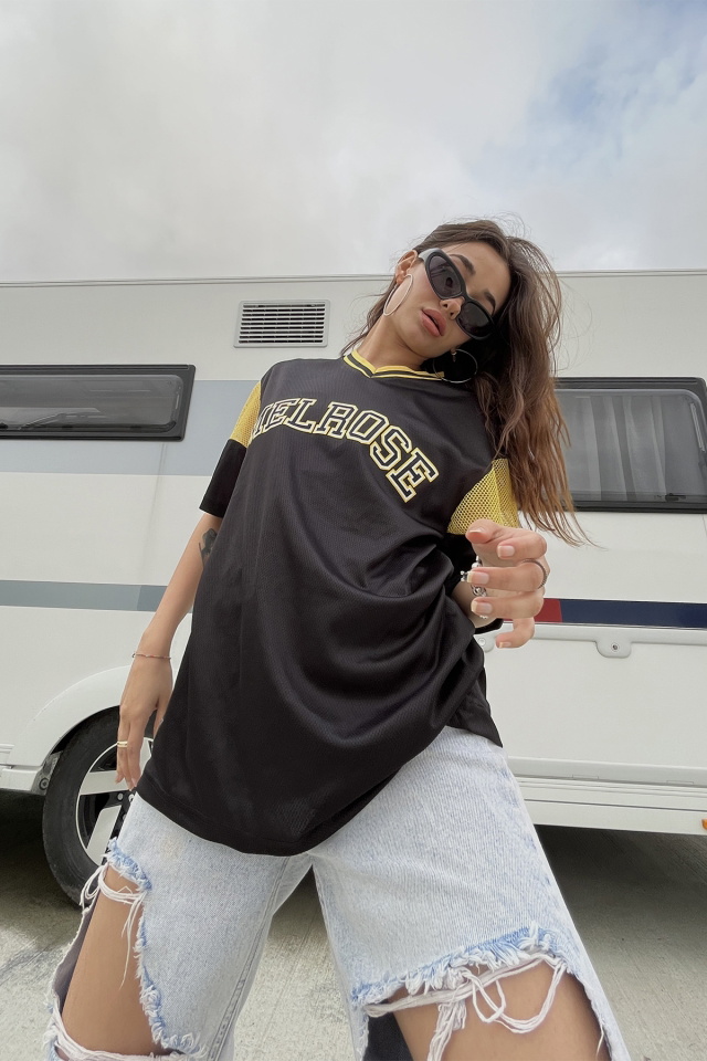 Siyah Oversize Baskılı Tişört ATE6686