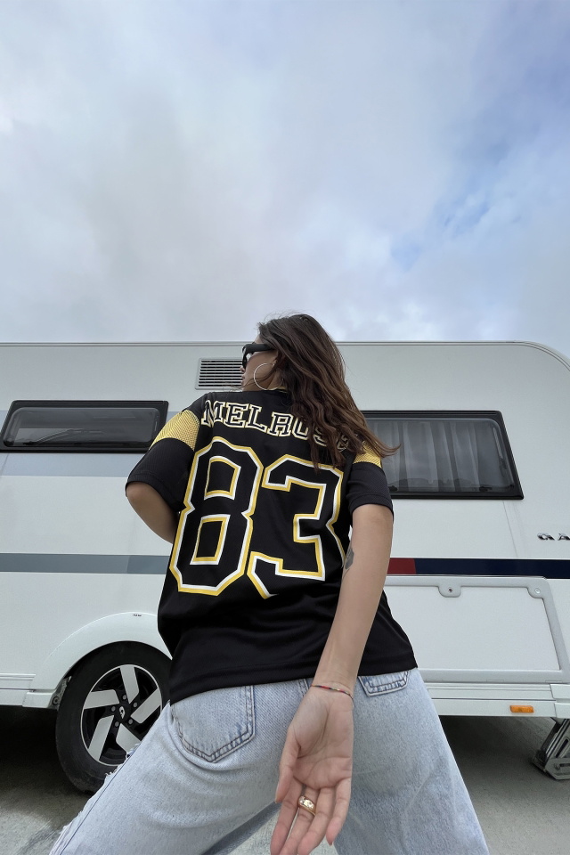 Siyah Oversize Baskılı Tişört ATE6686 - 3