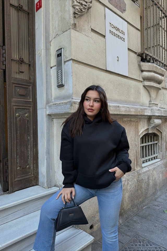 Siyah Oversize Sweat ATE3500 - 2