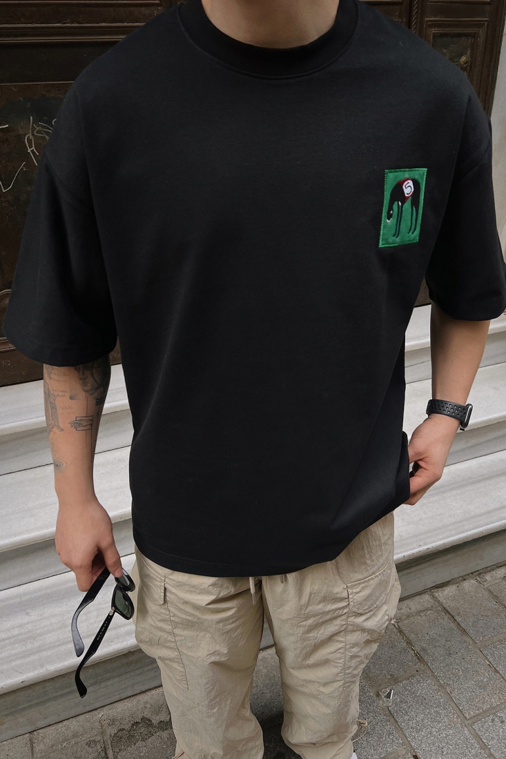 Siyah Oversize Tişört ATE5137 - BLACK SAMPLE