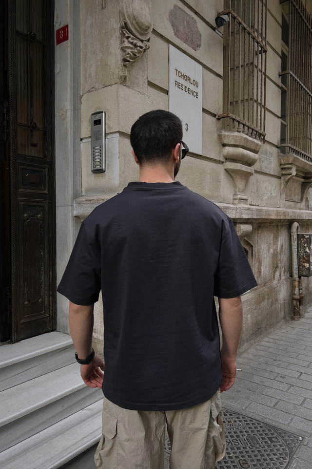 Siyah Oversize Tişört ATE5247 - 4
