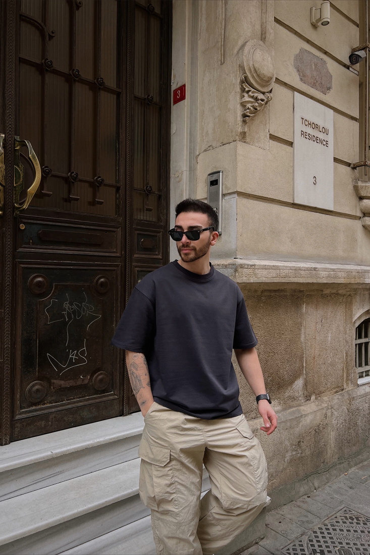 Siyah Oversize Tişört ATE5247 - CHİLA