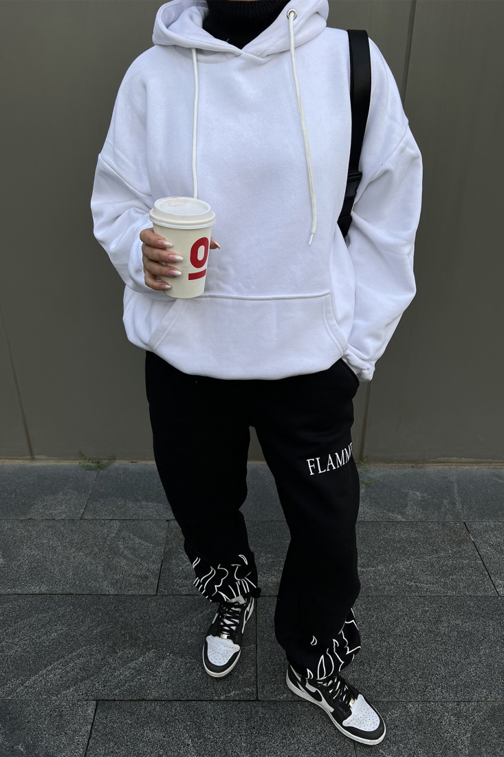 Siyah Paçası Alev Baskılı Eşofman Altı ATE3113 - EYYO