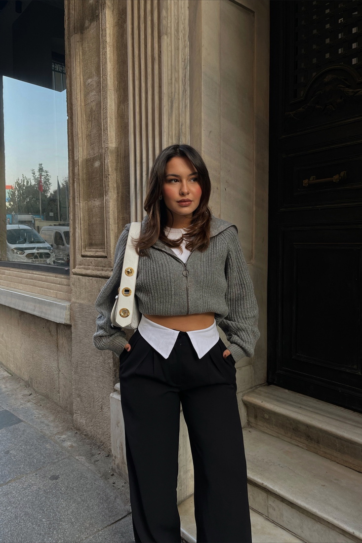 Siyah Palazzo Maskülen Pantolon ATE2373 - EYYO