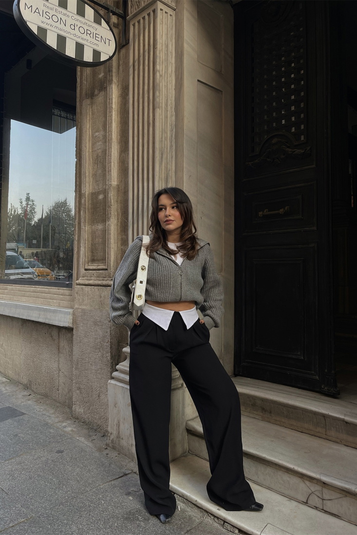 Siyah Palazzo Maskülen Pantolon ATE2373 - EYYO