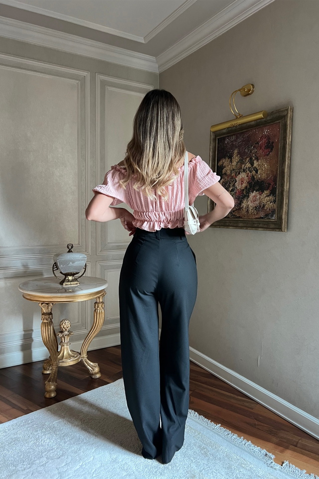 Siyah Palazzo Pantolon ATE4109 - 5