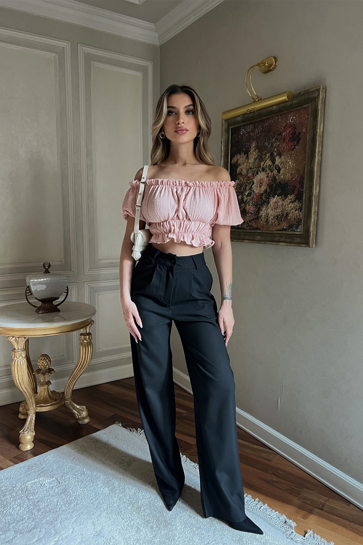 Siyah Palazzo Pantolon ATE4109 - EYYO ATELIER