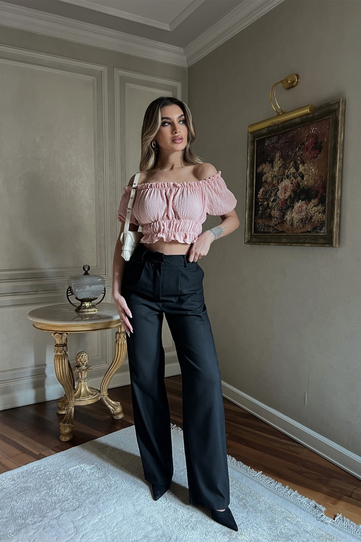 Siyah Palazzo Pantolon ATE4109 - EYYO ATELIER
