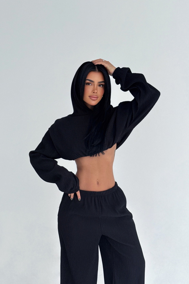 Siyah Dixie Kapüşonlu Alt Üst Takım ATE-2766 - 2