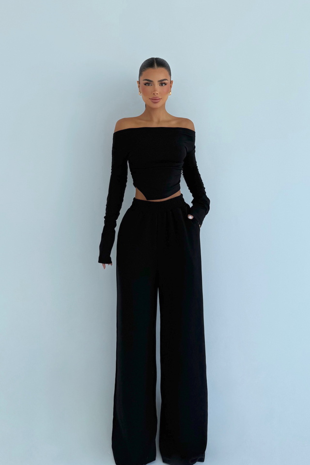 Siyah Chyler Tracksuit Takım ATE-3476 - 2