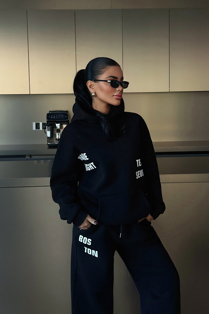 Siyah Darcey Eşofman Takım ATE-3716 - EYYO