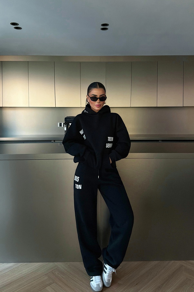 Siyah Darcey Eşofman Takım ATE-3716 