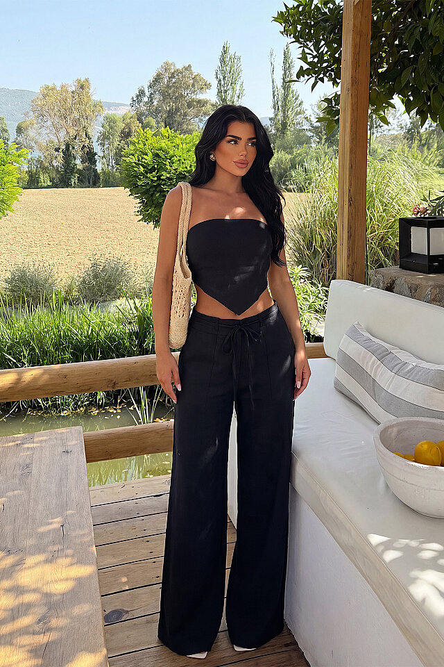 Siyah Pantolonlu Straplez Takım ATE-5434 