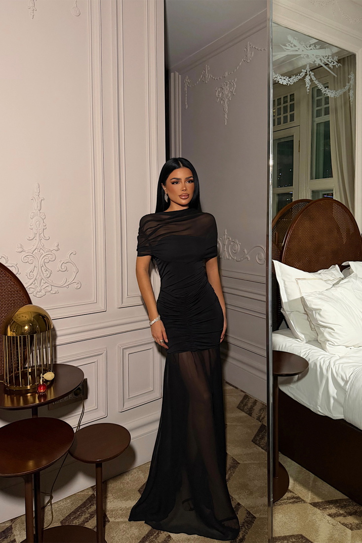 Siyah Shannon Uzun Elbise ATE-4130 - EYYO