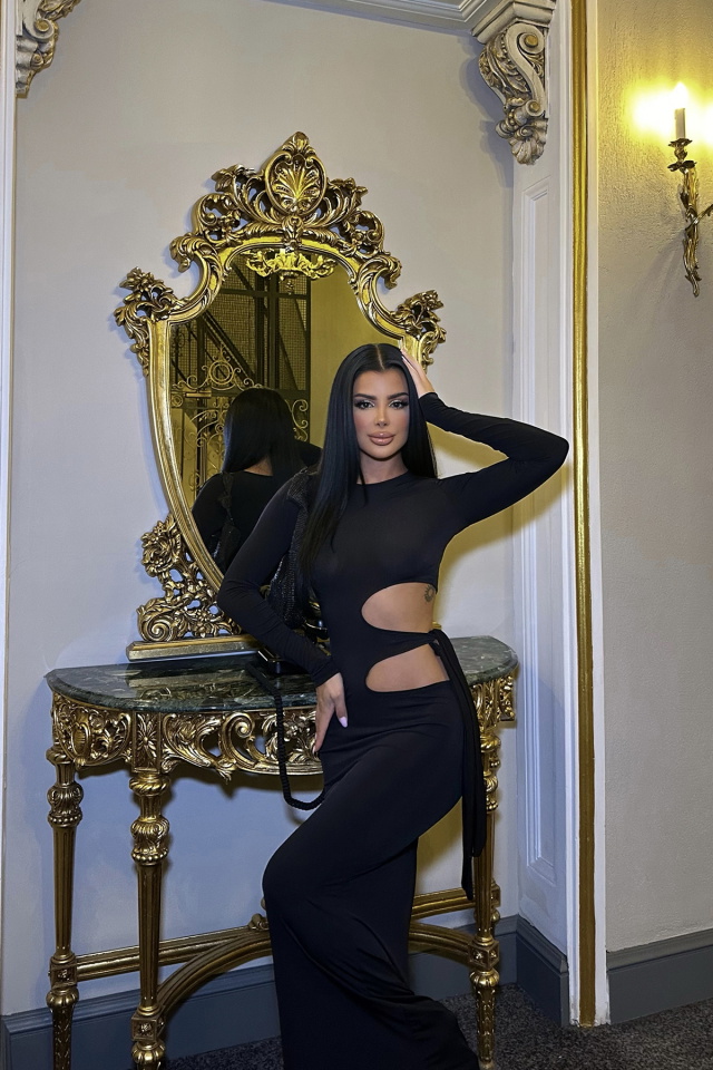 LUNA Siyah Bağlamalı Elbise ATE-0534 - 3