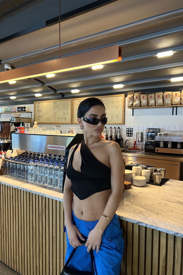 Siyah Pencere Detay Crop Top ATE3286 - 1