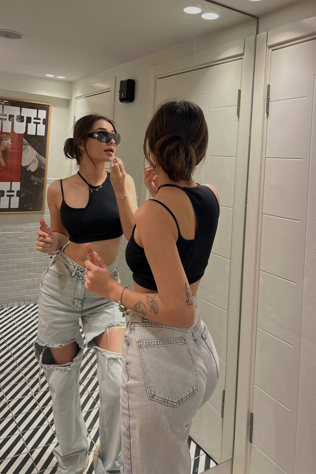 Siyah Pencere Detay Crop Top ATE4629 - 6