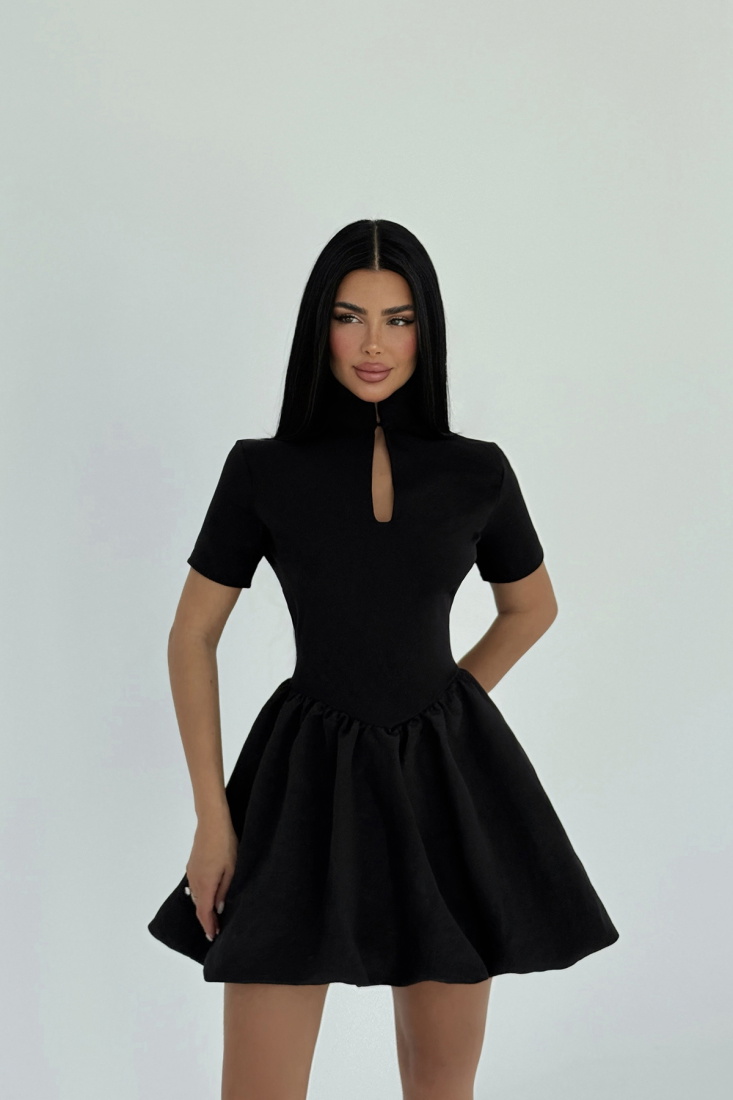 Siyah Pencere Detay Mini Elbise ATE-2309 - EYYO