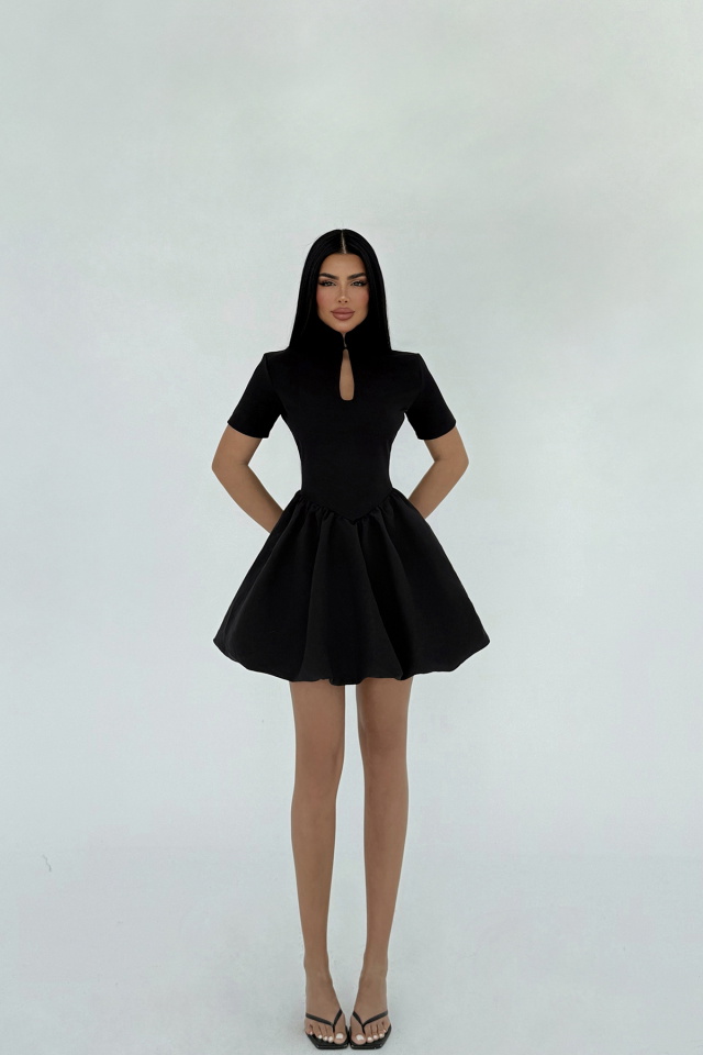 Siyah Pencere Detay Mini Elbise ATE-2309 - 2