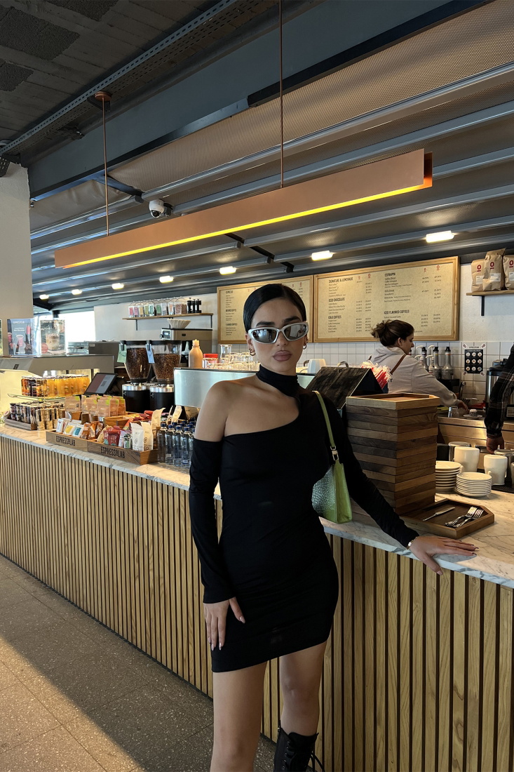 Siyah Pencere Detay Mini Elbise ATE3205 - EYYO