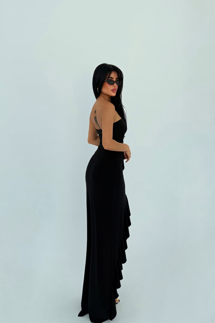 Siyah Pencere Detay Uzun Elbise ATE-2931 - EYYO