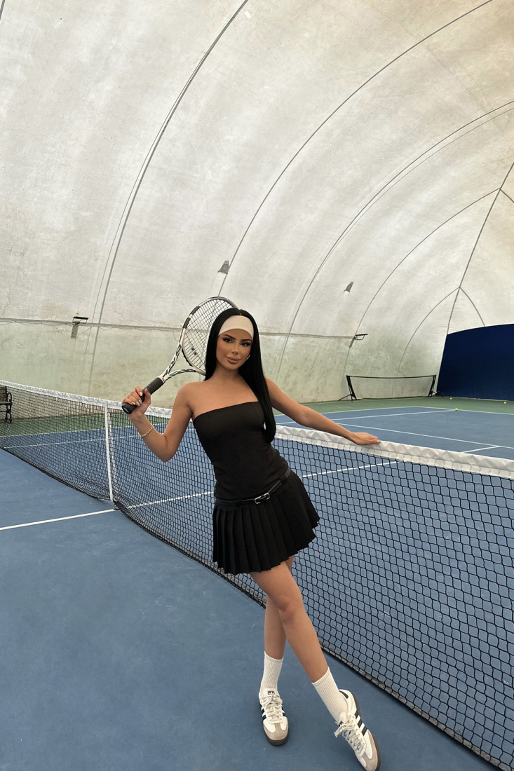 Siyah Anja Pileli Mini Straplez Elbise ATE-0779 - EYYO