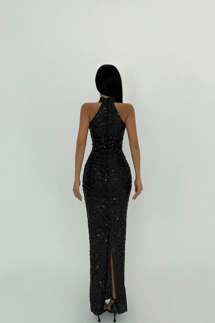 Siyah Shion Payetli Elbise ATE-2525 - EYYO