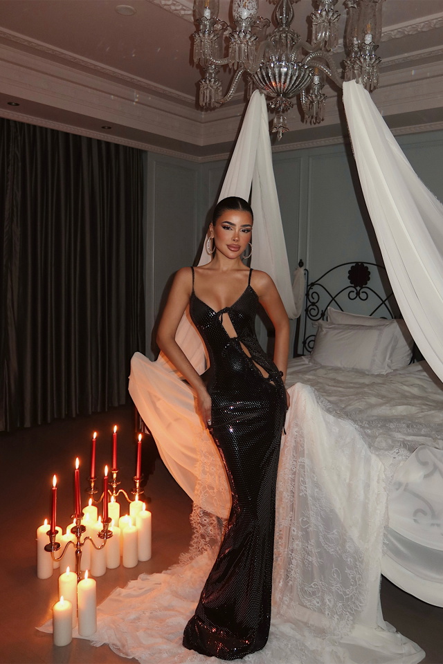 Siyah İyya Elbise ATE-4381 - 1